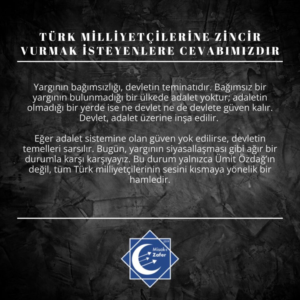 TÜRK MİLLİYETÇİLERİNE ZİNCİR VURMAK İSTEYENLERE CEVABIMIZDIR